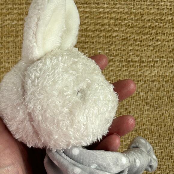 Bunnies By The Bay Bunny Lovey Security Blanket Gray Polka Dot White Rabbit - Picture 8 of 8